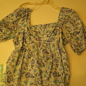 Women's XL White Floral Blouse